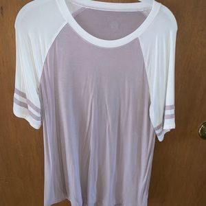 American eagle pink/white baseball tee style shirt